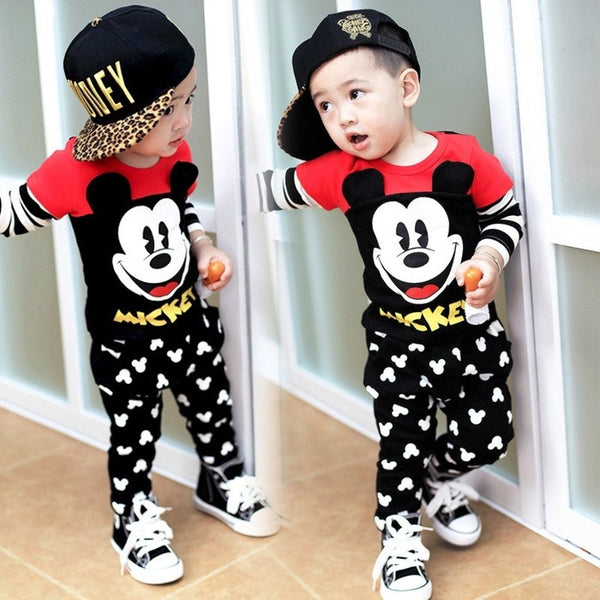 Disney Baby Boy Clothes Mickey Kids Clothes Sets Baby Girl Clothes Bebe Fashion Outfits Cartoon Spring Clothes Infant Newborn