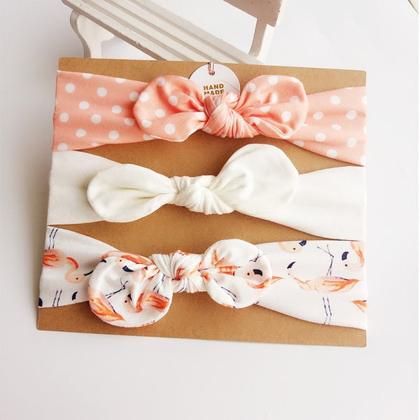 3pcs/set Baby Headband Girls Hair Accessories Cotton Rabbit Ear Turban Bow Elastic Hairband Baby Princess Christmas Day Gifts