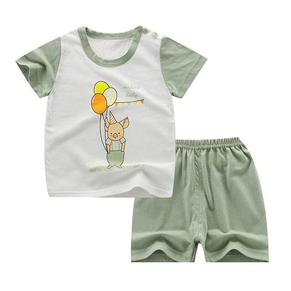 Cute Infant Baby Boy Print T-shirt Tops+Pants Outfit Baby Boy Clothes Set Cotton Summer Baby Boys Clothing Toddler Boy Clothes