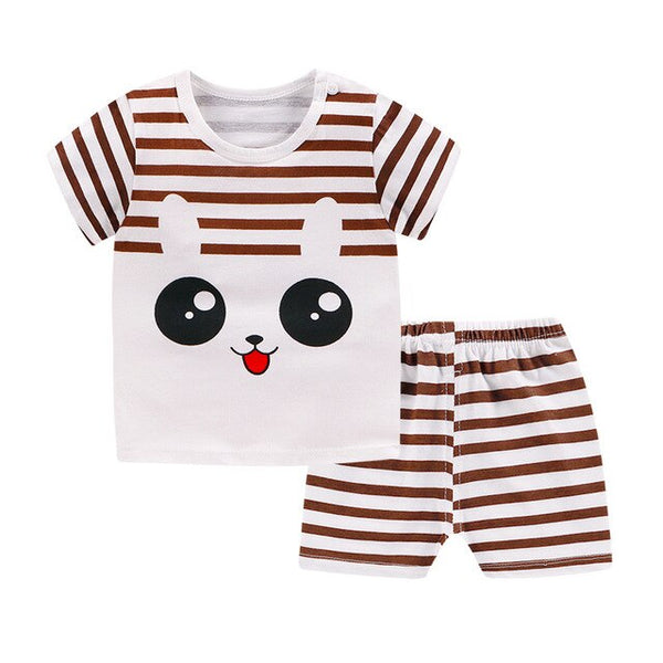 Cute Infant Baby Boy Print T-shirt Tops+Pants Outfit Baby Boy Clothes Set Cotton Summer Baby Boys Clothing Toddler Boy Clothes