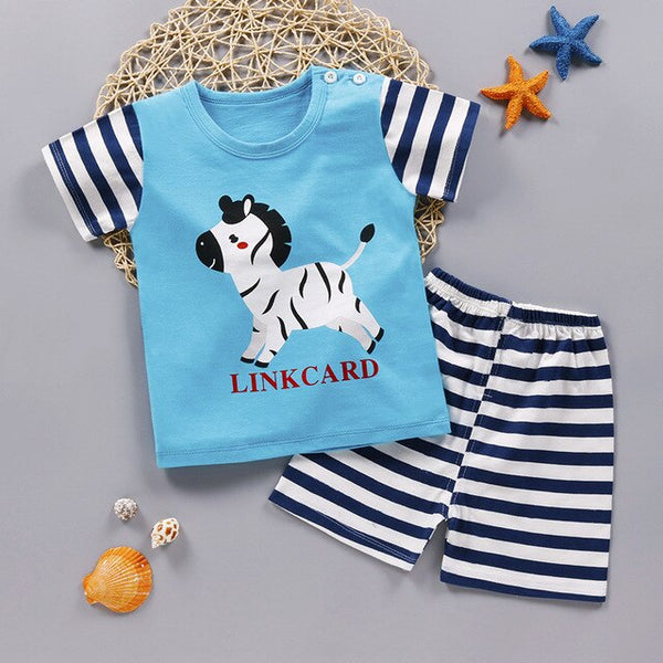 Cute Infant Baby Boy Print T-shirt Tops+Pants Outfit Baby Boy Clothes Set Cotton Summer Baby Boys Clothing Toddler Boy Clothes