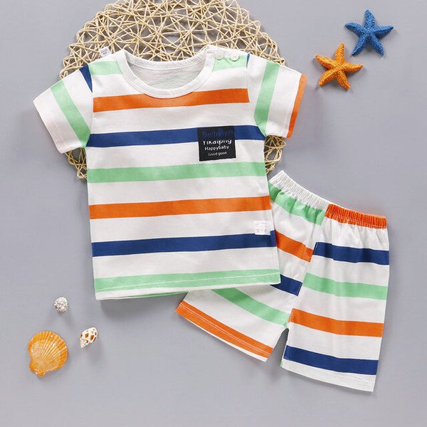 Cute Infant Baby Boy Print T-shirt Tops+Pants Outfit Baby Boy Clothes Set Cotton Summer Baby Boys Clothing Toddler Boy Clothes