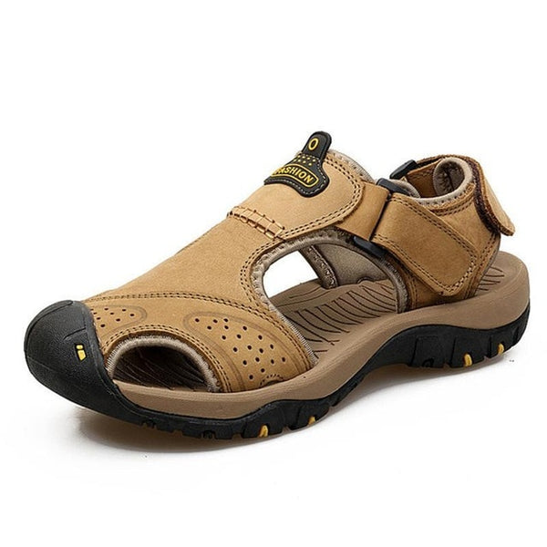 Vancat 2019 New Big Size Genuine Leather Cowhide Men Sandals Summer Quality Beach Slippers Casual Sneakers Outdoor Beach Shoes