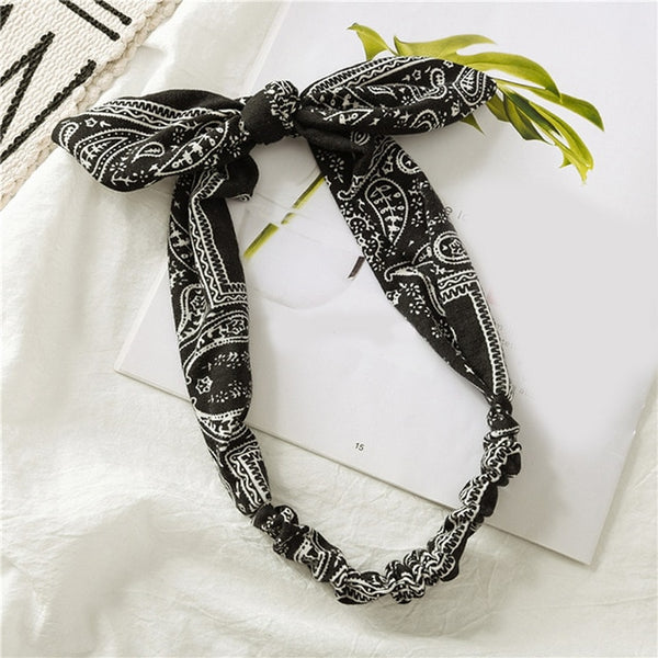 Women Sweet Hair Bands Print Headbands Retro Hair Accessories Cross Turban Bandage Bandanas Hairband Headwrap Summer Headwear