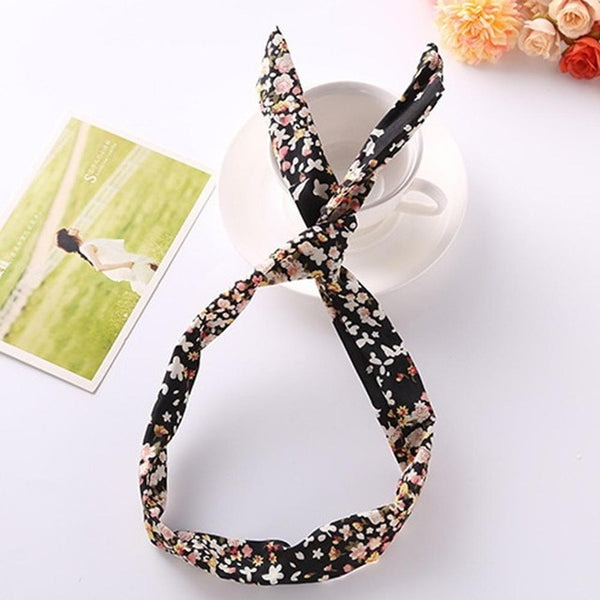 Women Sweet Hair Bands Print Headbands Retro Hair Accessories Cross Turban Bandage Bandanas Hairband Headwrap Summer Headwear