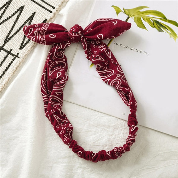 Women Sweet Hair Bands Print Headbands Retro Hair Accessories Cross Turban Bandage Bandanas Hairband Headwrap Summer Headwear