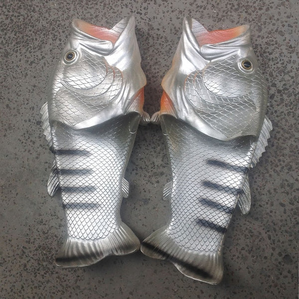 Unisex Beach Slippers Men Large Size 33-47 Family Funny Fish Slippers Boys Summer Shoes 2020 Runway Shoes Man's Slides