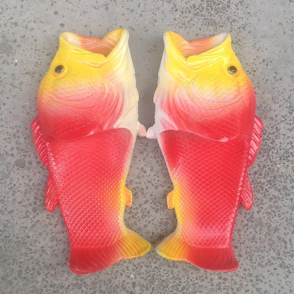 Unisex Beach Slippers Men Large Size 33-47 Family Funny Fish Slippers Boys Summer Shoes 2020 Runway Shoes Man's Slides