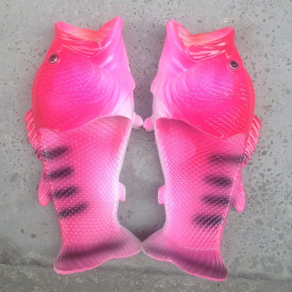Unisex Beach Slippers Men Large Size 33-47 Family Funny Fish Slippers Boys Summer Shoes 2020 Runway Shoes Man's Slides