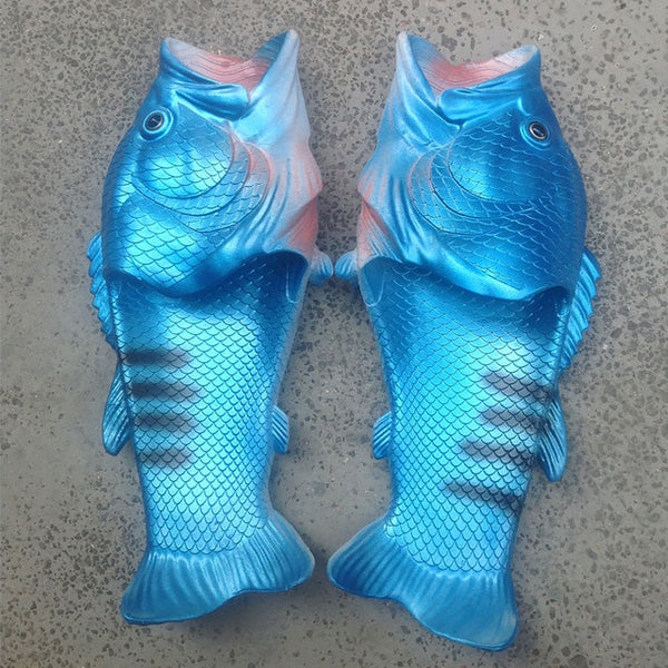 Unisex Beach Slippers Men Large Size 33-47 Family Funny Fish Slippers Boys Summer Shoes 2020 Runway Shoes Man's Slides