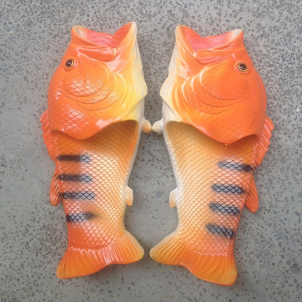 Unisex Beach Slippers Men Large Size 33-47 Family Funny Fish Slippers Boys Summer Shoes 2020 Runway Shoes Man's Slides