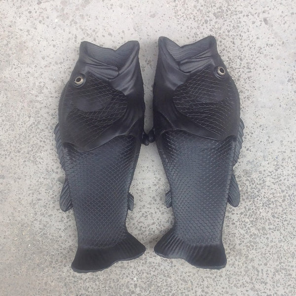 Unisex Beach Slippers Men Large Size 33-47 Family Funny Fish Slippers Boys Summer Shoes 2020 Runway Shoes Man's Slides