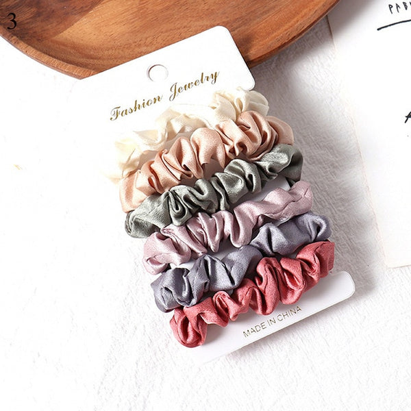 1 Set Scrunchies Hair Ring Candy Color Hair Ties Rope Autumn Winter Women Ponytail Hair Accessories 4-6Pcs Girls Hairbands Gifts