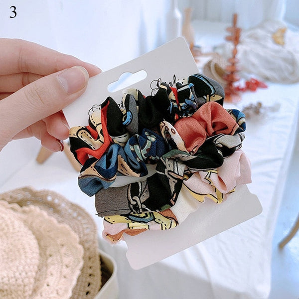 1 Set Scrunchies Hair Ring Candy Color Hair Ties Rope Autumn Winter Women Ponytail Hair Accessories 4-6Pcs Girls Hairbands Gifts
