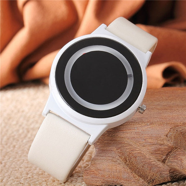 Couples Watch Harajuku Style Clock Candy Color PU Leather Strap Quartz Wrist Watches For Unisex Women Men TT@88