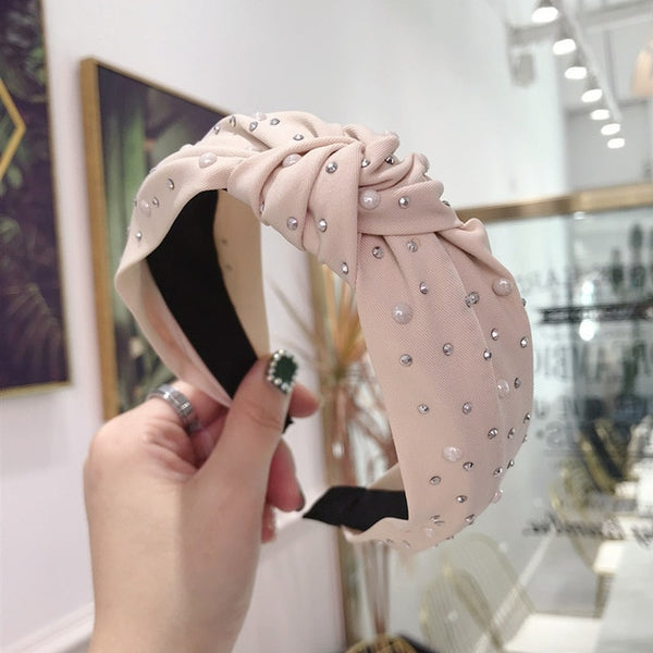 Solid Color Knot Headbands for Women Simple Fabric Girls Hairband Women Hair Accessories Wide Side Hair Band