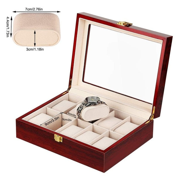 Luxury Wooden Watch Box Watch Holder Box For Watches Men Glass Top Jewelry Organizer Box 2 3 5 12 Grids Watch Organizer New D40