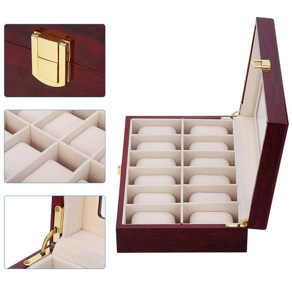 Luxury Wooden Watch Box Watch Holder Box For Watches Men Glass Top Jewelry Organizer Box 2 3 5 12 Grids Watch Organizer New D40