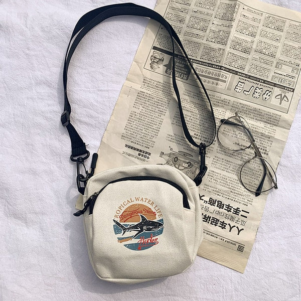 Women Canvas Handbags Korean Mini Student Bag Cell Phone Bags Simple Small Crossbody Bags Casual Ladies Flap Shoulder Bag