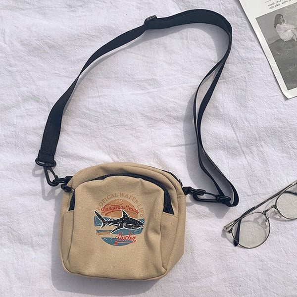 Women Canvas Handbags Korean Mini Student Bag Cell Phone Bags Simple Small Crossbody Bags Casual Ladies Flap Shoulder Bag