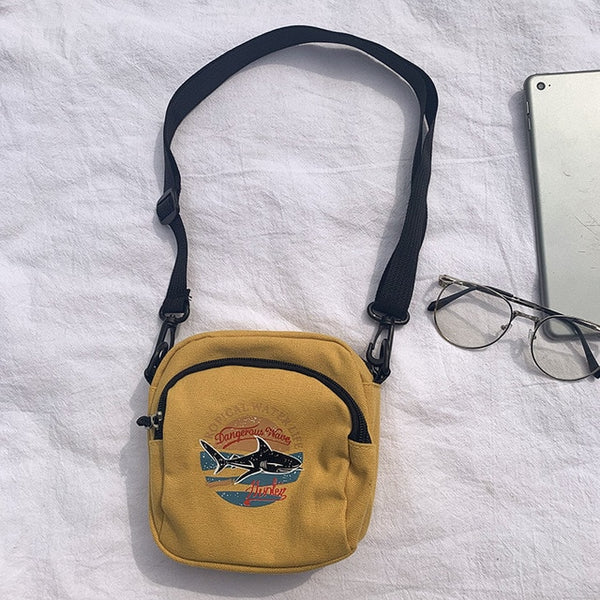 Women Canvas Handbags Korean Mini Student Bag Cell Phone Bags Simple Small Crossbody Bags Casual Ladies Flap Shoulder Bag