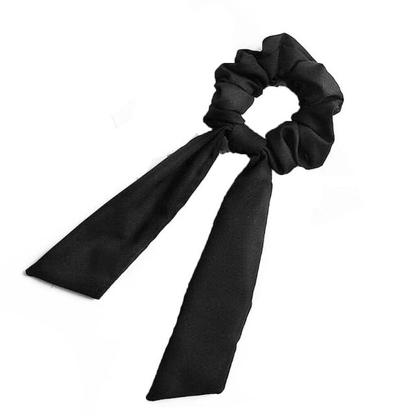 DIY Solid/Floral Print Bow Satin Long Ribbon Ponytail Scarf Hair Tie Scrunchies Women Girls Elastic Hair Bands Hair Accessories