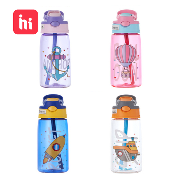 480ML Kids Water Cup Creative Cartoon Baby Feeding Cups With Straws Leakproof Water Bottles Outdoor Portable Children's Cups