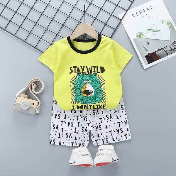 New Boys Outfits 9M-6T Girls Clothes Children's Clothing Suits Top Cotton Pants Suit 2pcs Clothing Sets Kids Clothes 9M24M3T5T6T
