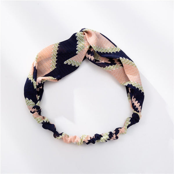 Fashion Cross Knot Headbands Flower Print Elastic Hair Bands Ties Scarf Ribbon Headwear Women Hair Accessories Head Wrap