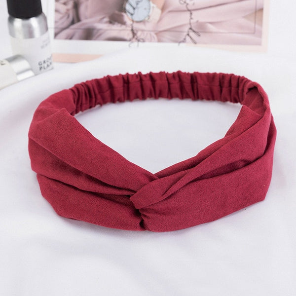 Fashion Cross Knot Headbands Flower Print Elastic Hair Bands Ties Scarf Ribbon Headwear Women Hair Accessories Head Wrap