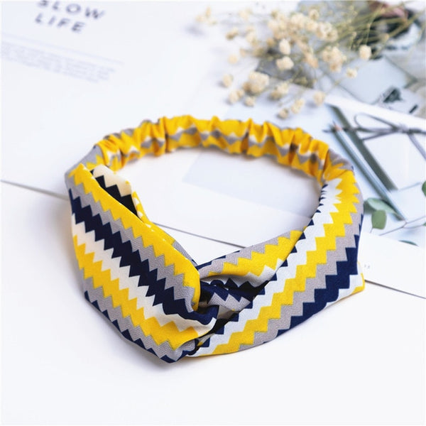 Fashion Cross Knot Headbands Flower Print Elastic Hair Bands Ties Scarf Ribbon Headwear Women Hair Accessories Head Wrap