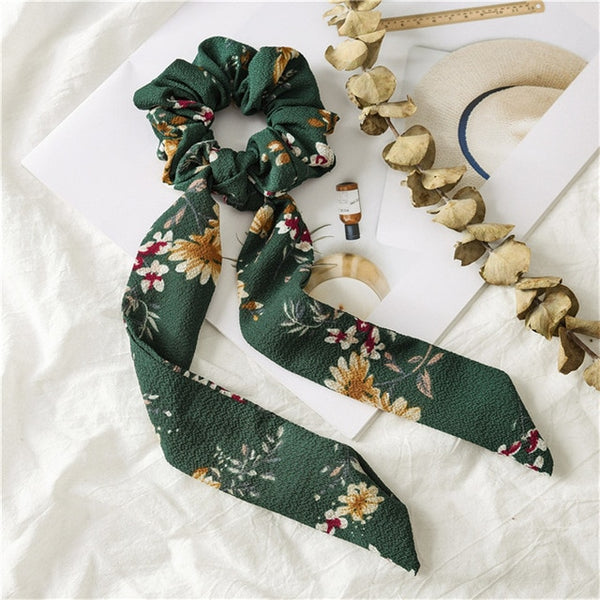 Fashion Cross Knot Headbands Flower Print Elastic Hair Bands Ties Scarf Ribbon Headwear Women Hair Accessories Head Wrap