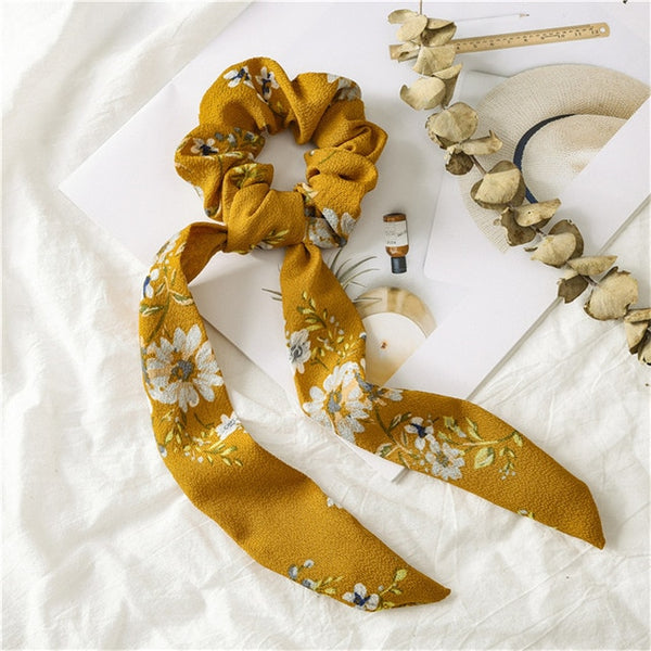 Fashion Cross Knot Headbands Flower Print Elastic Hair Bands Ties Scarf Ribbon Headwear Women Hair Accessories Head Wrap