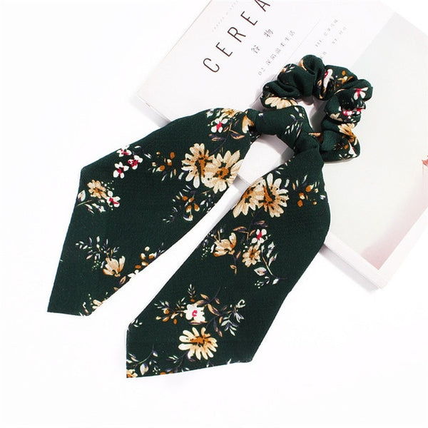 Fashion Cross Knot Headbands Flower Print Elastic Hair Bands Ties Scarf Ribbon Headwear Women Hair Accessories Head Wrap