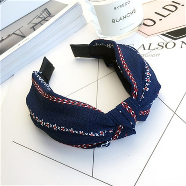 Fashion Cross Knot Headbands Flower Print Elastic Hair Bands Ties Scarf Ribbon Headwear Women Hair Accessories Head Wrap