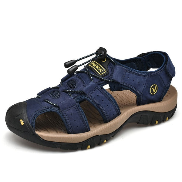 Classic Men's Sandals Summer Soft Sandals Comfortable Men Shoes Genuine Leather Sandals Big Size Soft Outdoor Men Roman Sandals