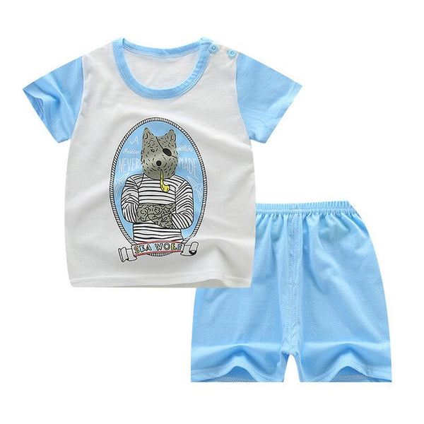 2019 Baby Boys Girls Clothing Set Summer Short Sleeve Cartoon Cotton Infant Newborn Clothes Suit Outerwear T-shirts 3t4t5t6t7t8t