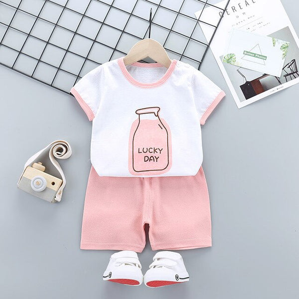 2019 Baby Boys Girls Clothing Set Summer Short Sleeve Cartoon Cotton Infant Newborn Clothes Suit Outerwear T-shirts 3t4t5t6t7t8t