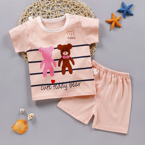 2019 Baby Boys Girls Clothing Set Summer Short Sleeve Cartoon Cotton Infant Newborn Clothes Suit Outerwear T-shirts 3t4t5t6t7t8t