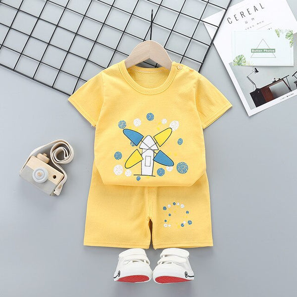 2019 Baby Boys Girls Clothing Set Summer Short Sleeve Cartoon Cotton Infant Newborn Clothes Suit Outerwear T-shirts 3t4t5t6t7t8t