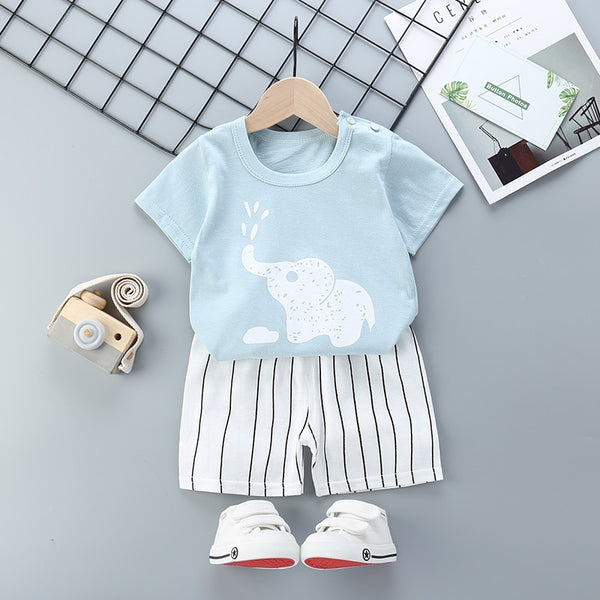 Kids Baby Clothing Children's Infant Girls Cotton Clothes Short Sleeve Suit T-Shirt+Shorts Toddler Girl Spring Clothes