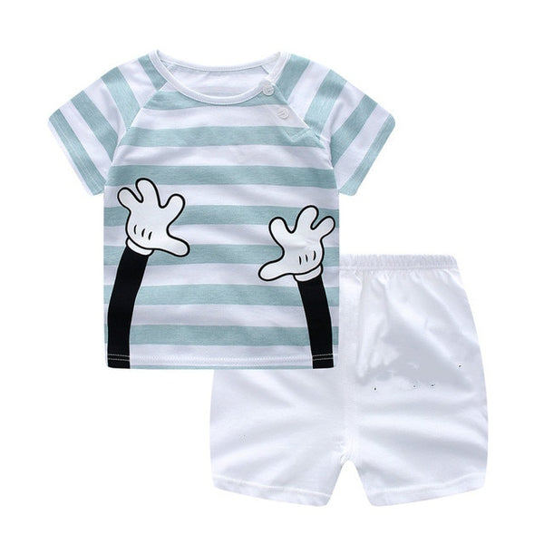 Kids Baby Clothing Children's Infant Girls Cotton Clothes Short Sleeve Suit T-Shirt+Shorts Toddler Girl Spring Clothes