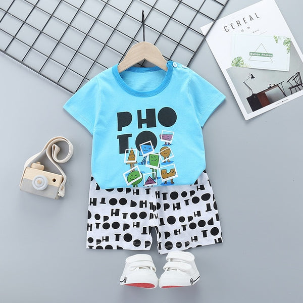 Kids Baby Clothing Children's Infant Girls Cotton Clothes Short Sleeve Suit T-Shirt+Shorts Toddler Girl Spring Clothes
