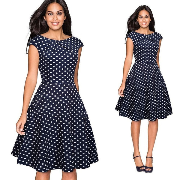 Women Elegant Summer Ruched Cap Sleeve Casual Wear To Work Office Party Fitted Skater A-Line Swing Dress EA067