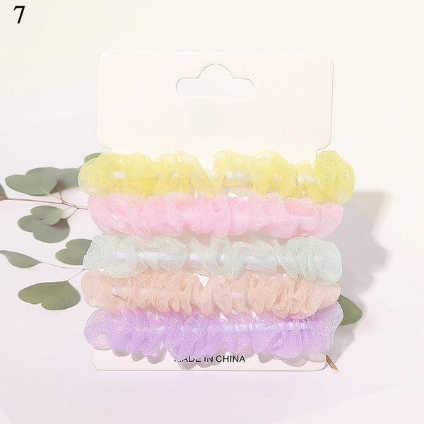 1 Set Scrunchies Hair Ring Candy Color Hair Ties Rope Autumn Winter Women Ponytail Hair Accessories 4-6Pcs Girls Hairbands Gifts