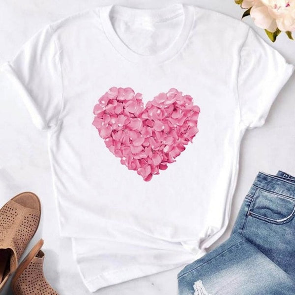 GAOKE White Summer T Shirt Women Casual Womens Tee Shirts V-neck Plus Size Tops Short Sleeve T-shirt Ladies Women Clothings