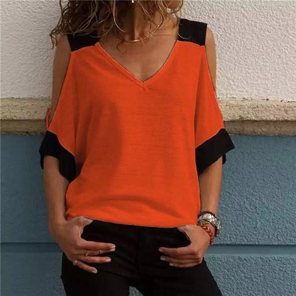 GAOKE White Summer T Shirt Women Casual Womens Tee Shirts V-neck Plus Size Tops Short Sleeve T-shirt Ladies Women Clothings