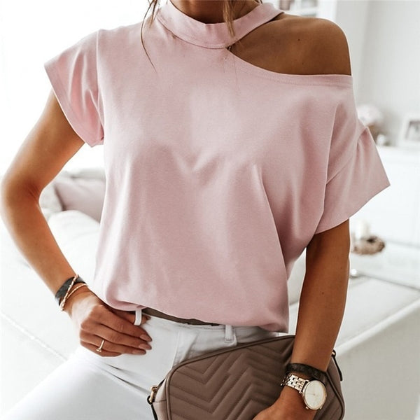 GAOKE White Summer T Shirt Women Casual Womens Tee Shirts V-neck Plus Size Tops Short Sleeve T-shirt Ladies Women Clothings