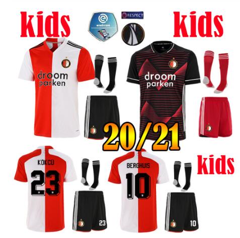 kids Top Quality 2020 2021 FeyenoordES Away soccer jersey 20 21 kids kit JORGENSEN BERGHUIS KOKCU boy football shirt