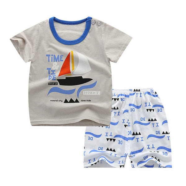 Newborn Clothing Set Casual Summer Baby Set Kids Short Sleeve Sports Set Tshirt Shorts Infant Baby Clothes 12M24M3T4T5T6T7T8T